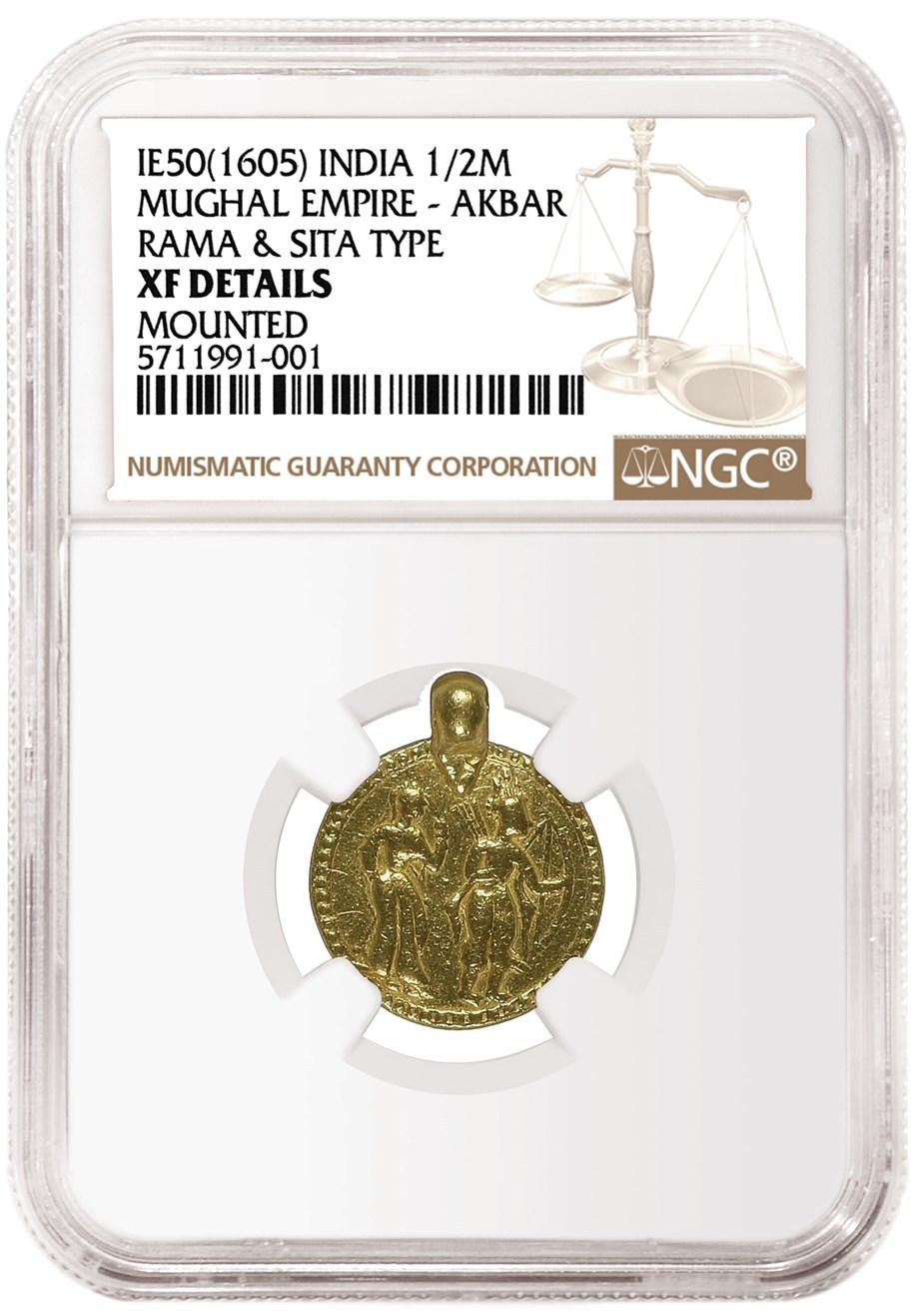 硬币名称：印度（1605年）半莫哈金币 评级等级：NGC XF Details
